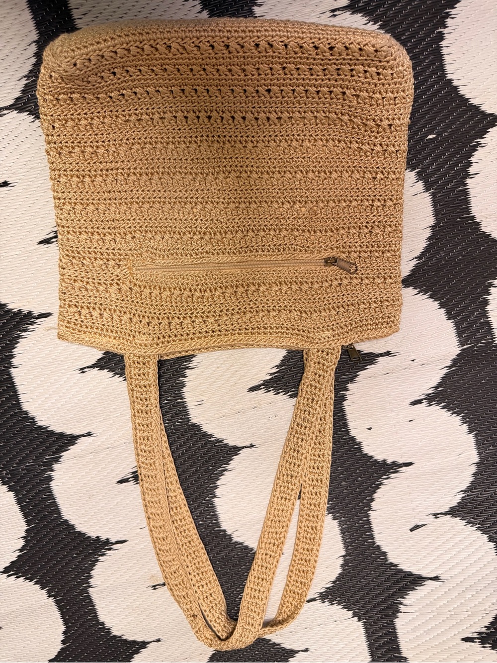 Vintage The Sak Crochet Shoulder Bag Tan Beige Boho 90s Y2K